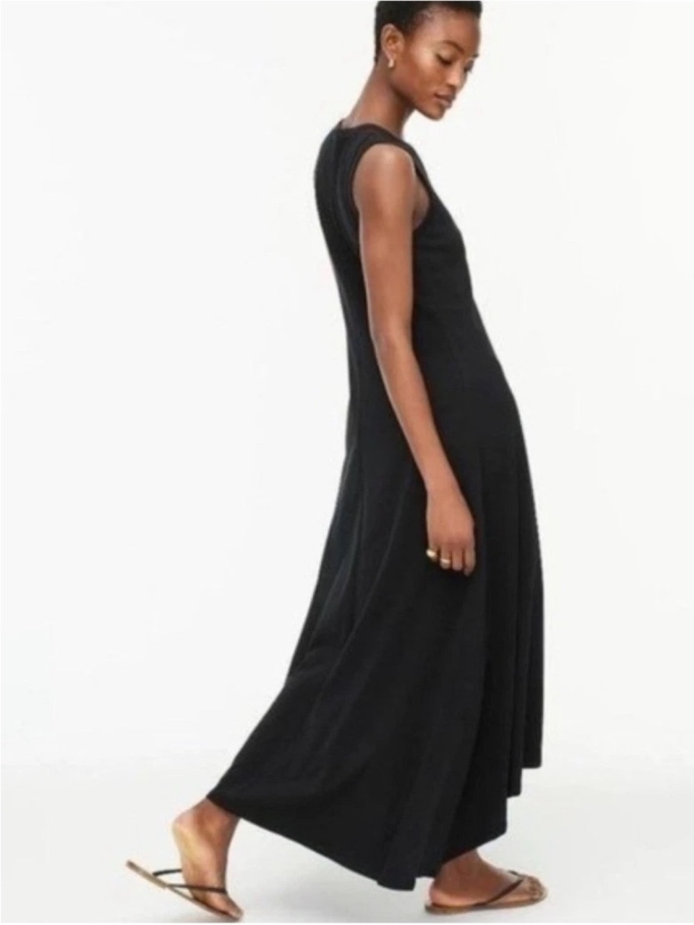 J Crew Vintage Cotton Sleeveless Black Maxi Dress Size XL BG519